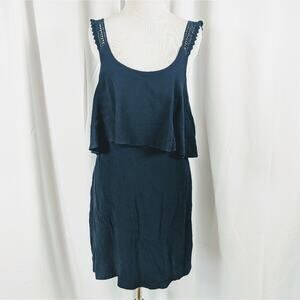 Anthropologie Maeve Navy Blue Ruffled Dress